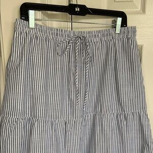 Talbots Striped Gray Tiered Skirt